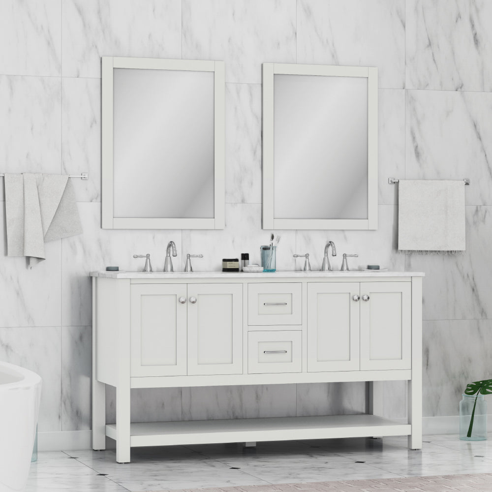 Wilmington 60 inch Double Vanity with Carrara Marble Top