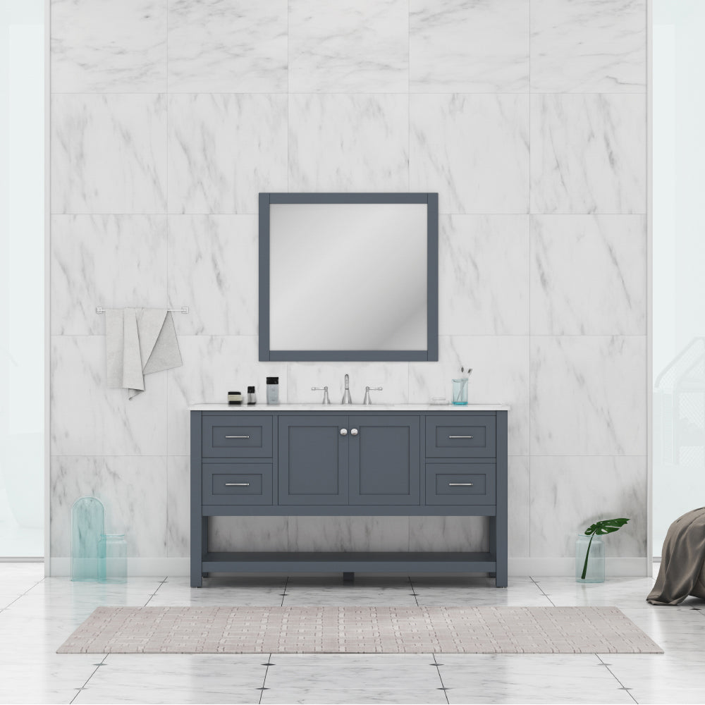 Wilmington 60 inch Single Vanity with Carrara Marble Top