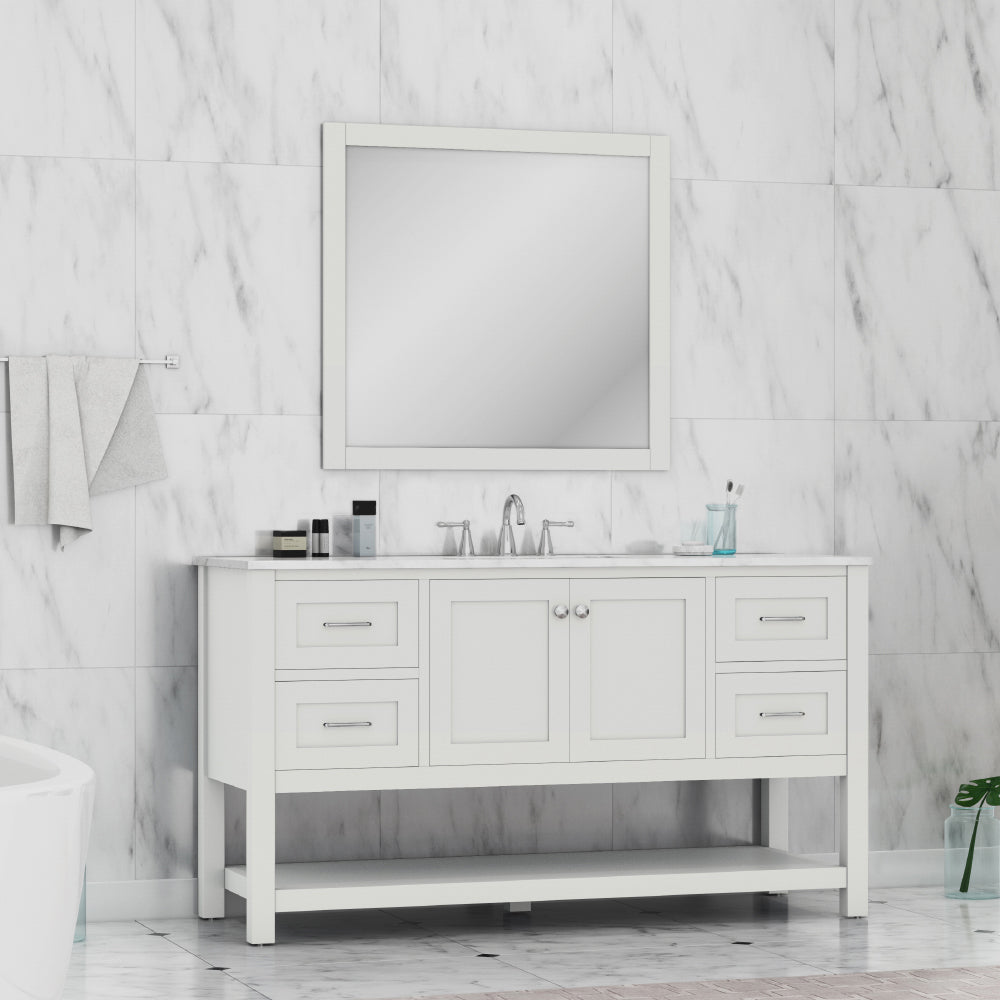 Wilmington 60 inch Single Vanity with Carrara Marble Top