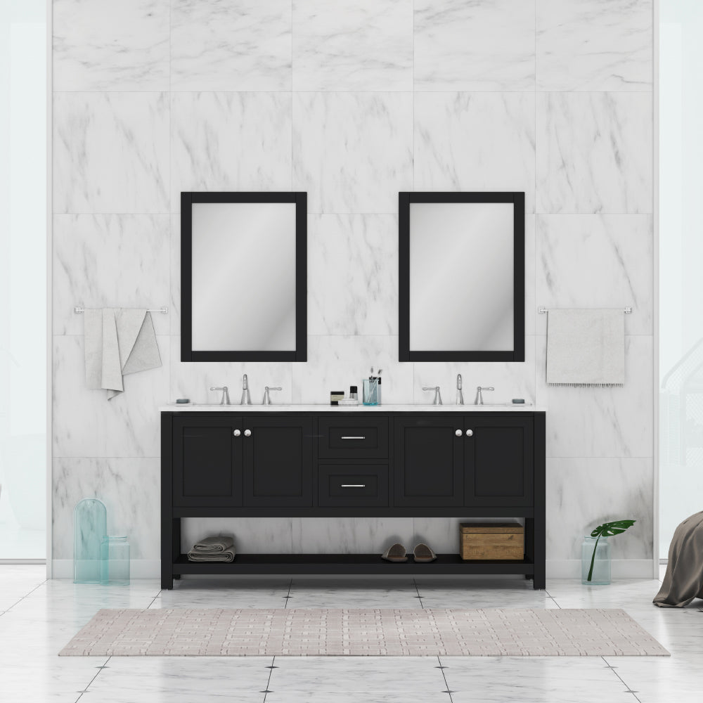 Wilmington 72 inch Double Vanity with Carrara Marble Top