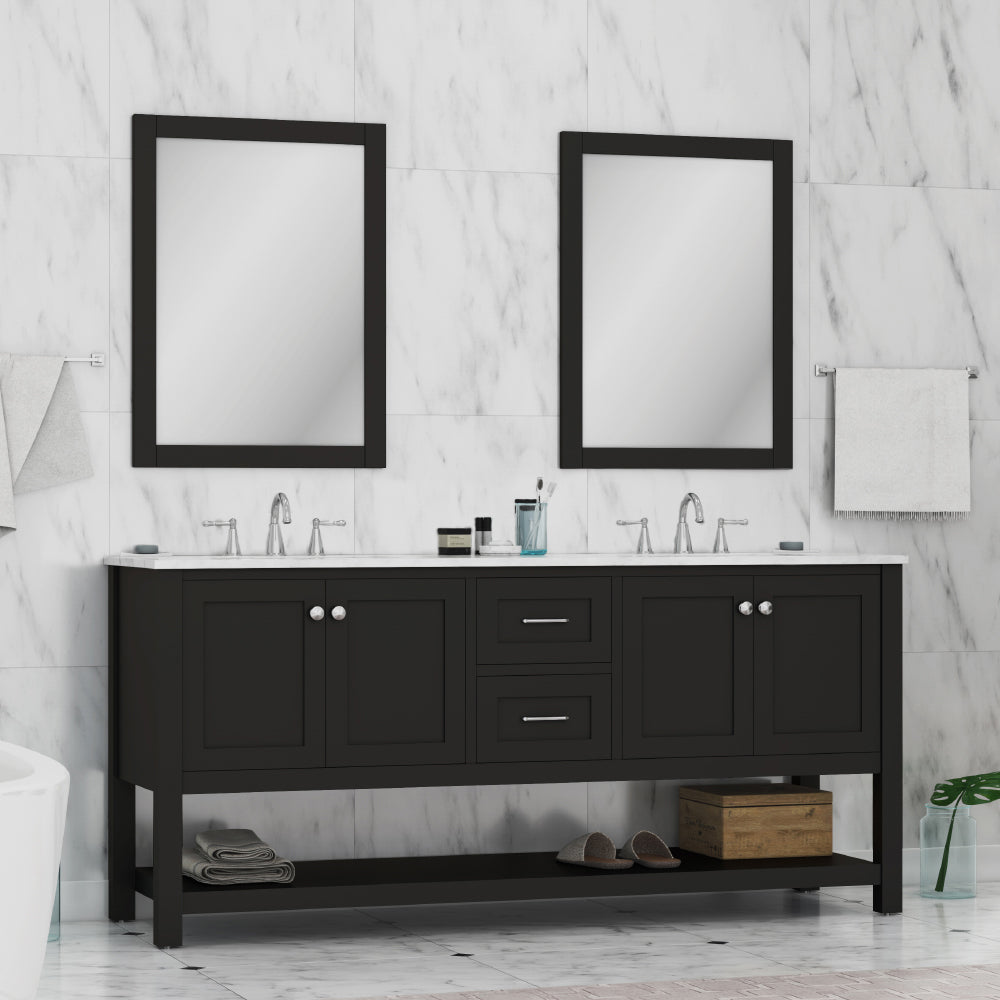 Wilmington 72 inch Double Vanity with Carrara Marble Top