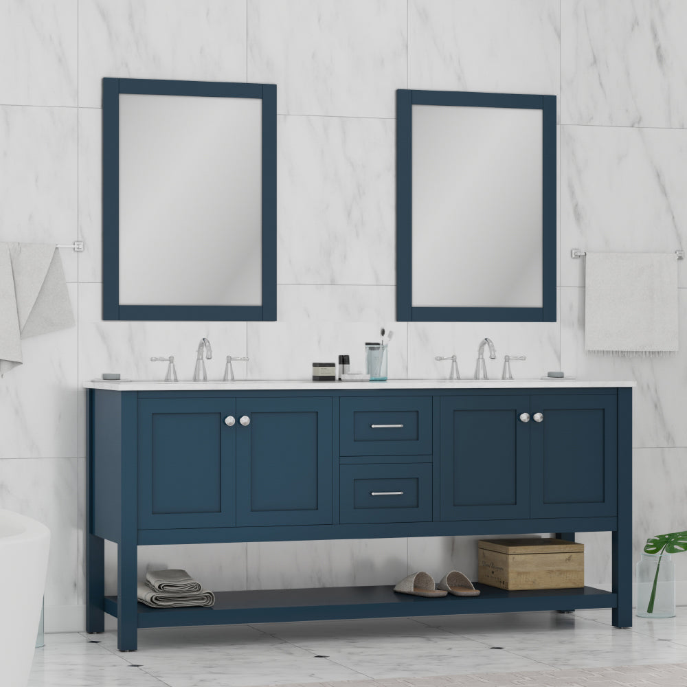 Wilmington 72 inch Double Vanity with Carrara Marble Top