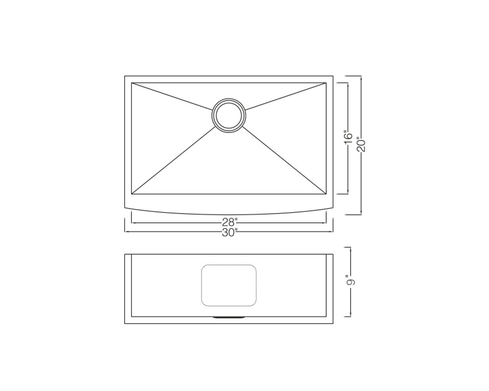 Zero Radius Single Bowl 30'' x 20'' Apron Sink KSF30209S