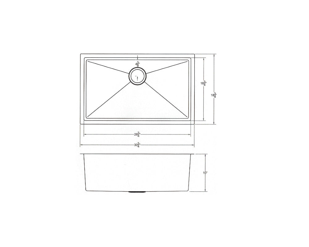 Finger Radius Under-Mount 30'' x 18'' Single Bowl Sink  KSH30189L