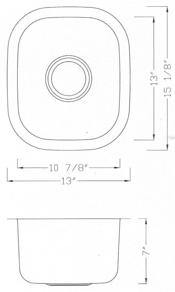 Under Mount Bar Sink 11''x 11''x 7'' KSU15137