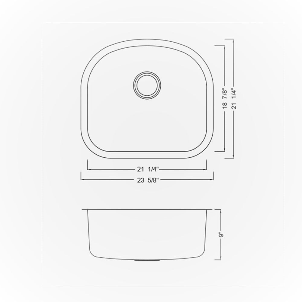 Under Mount Corner Sink 23''x 21''x 9'' KSU23219