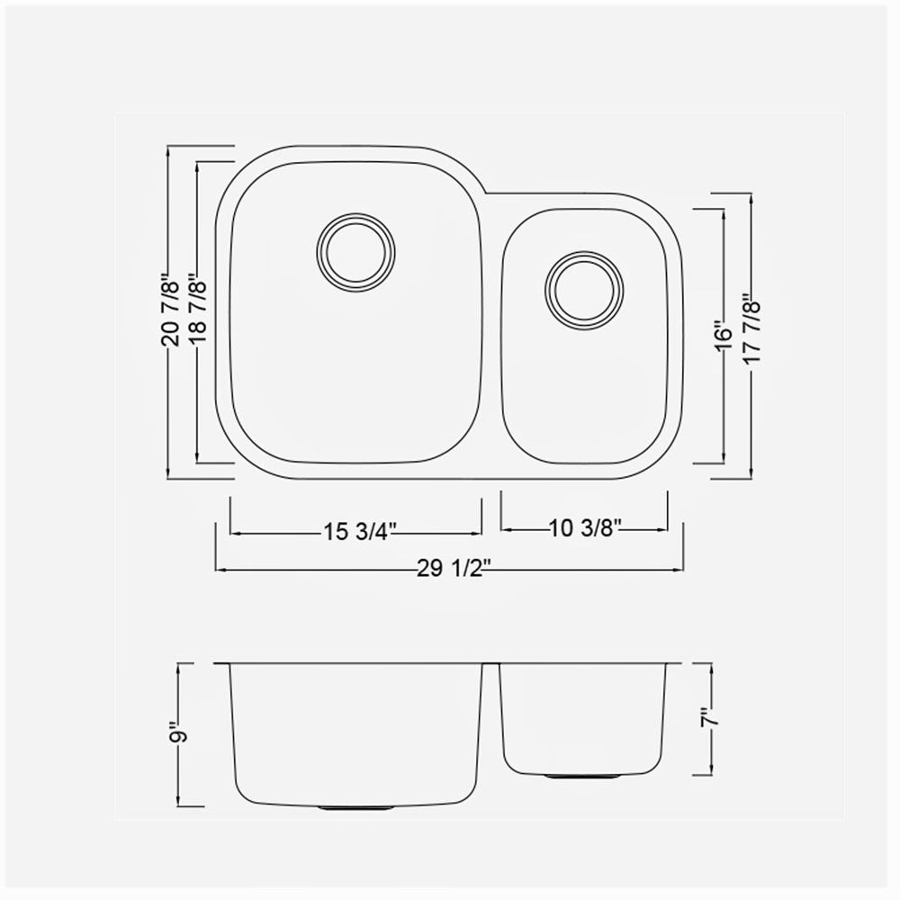 Under Mount Double Bowl Sink 31'' x 21'' x 9'' KSU302197