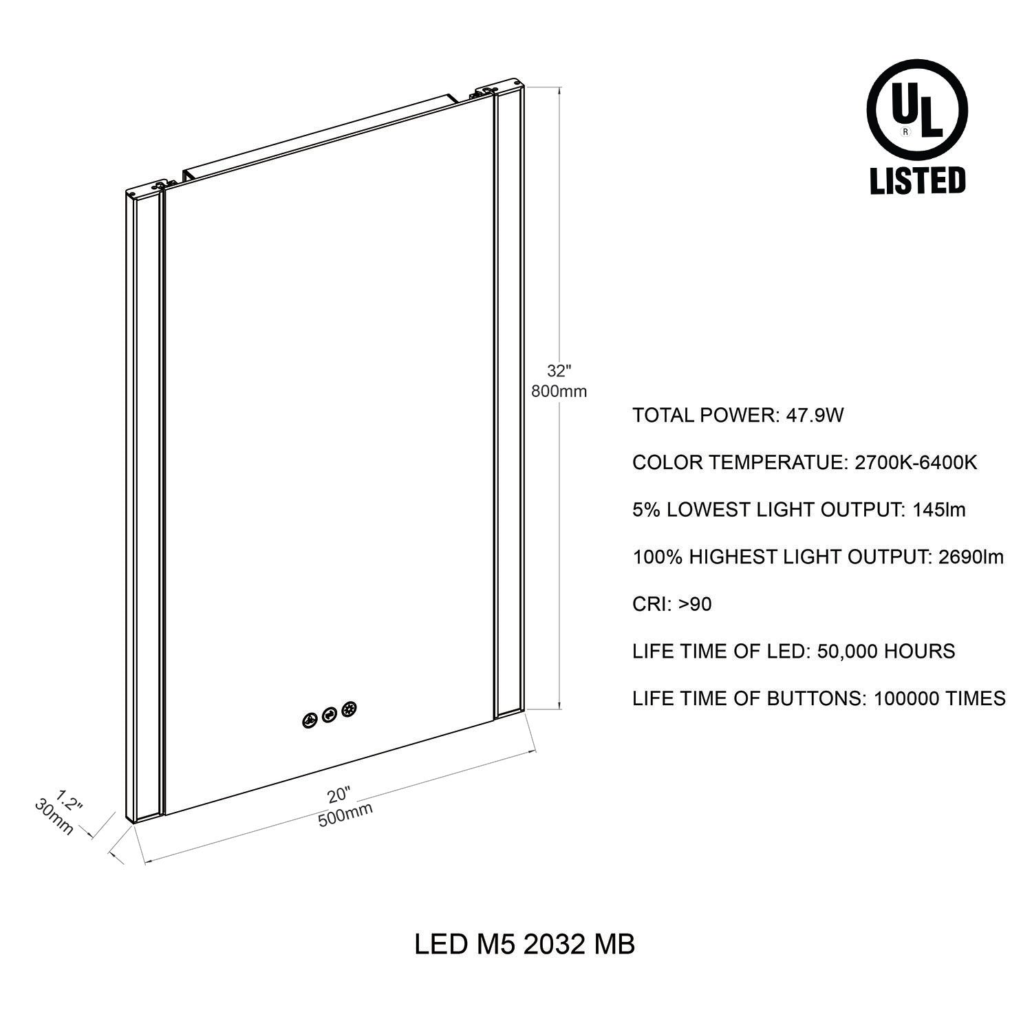 Binary 20″ LED Mirror