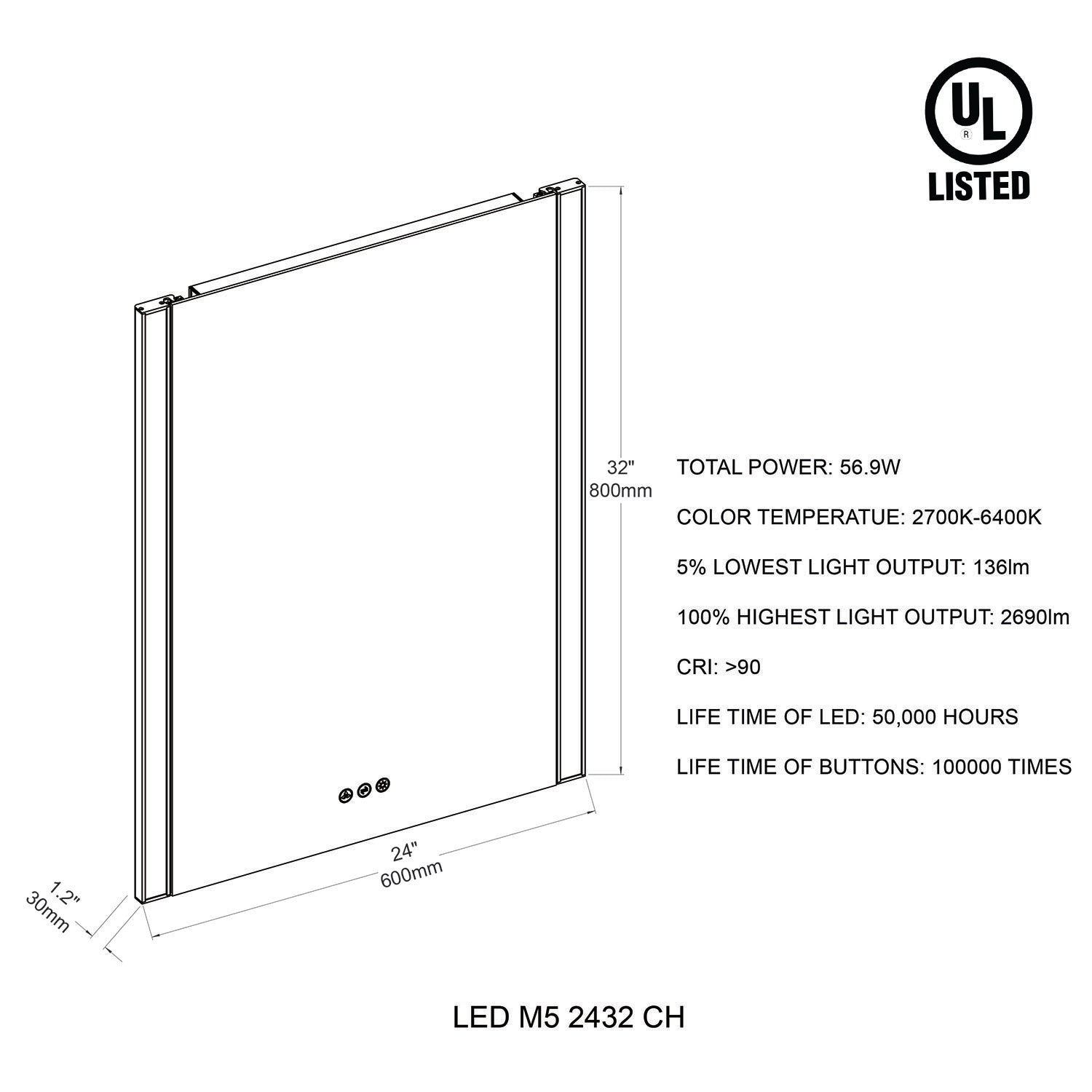 Binary 24″ LED Mirror