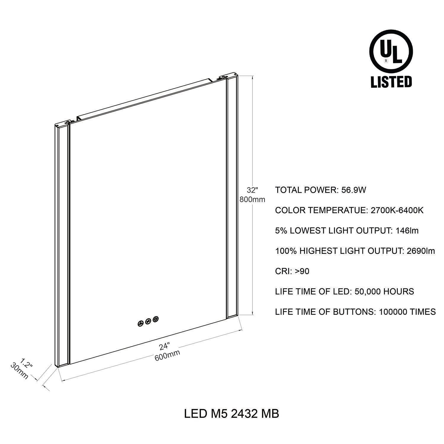 Binary 24″ LED Mirror