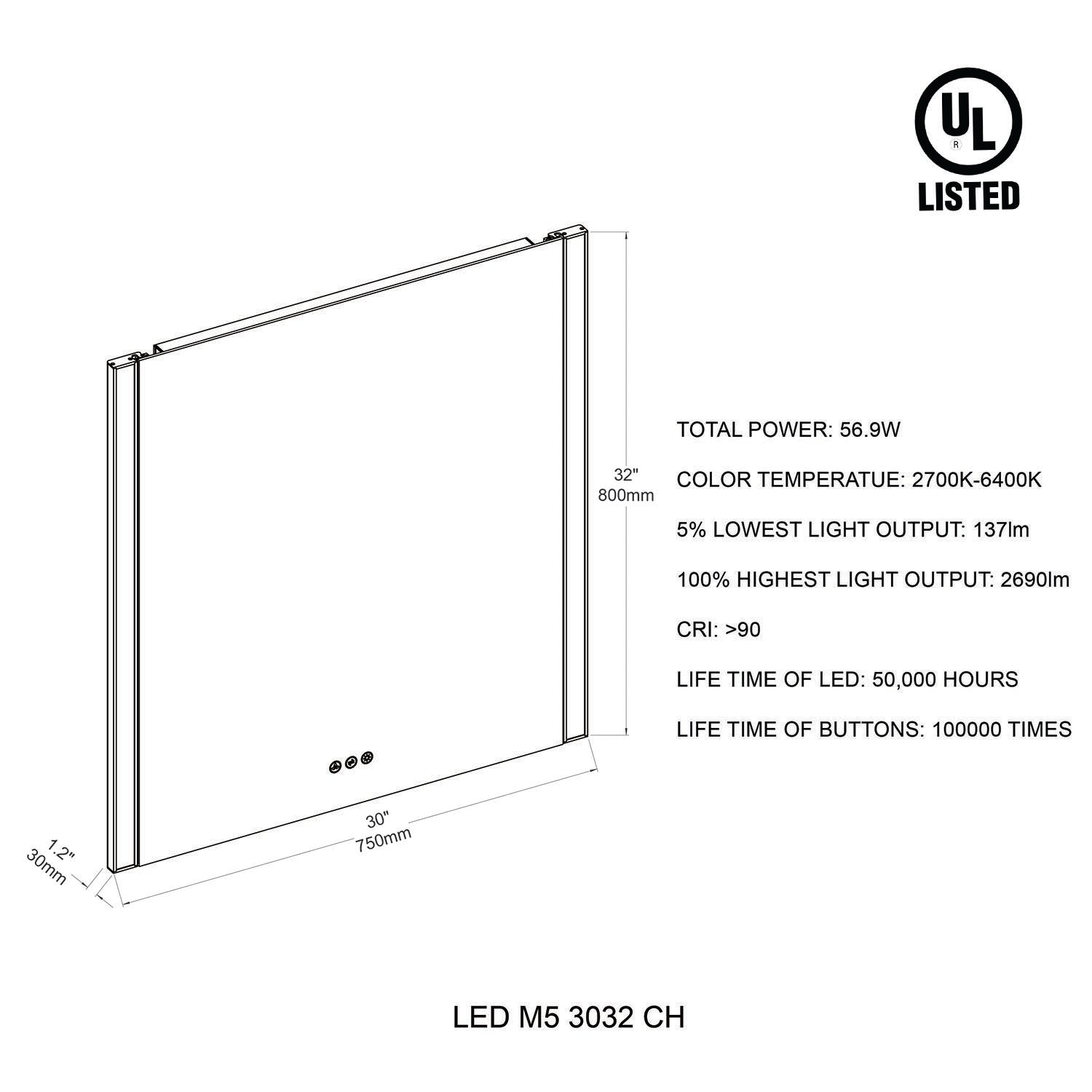 Binary 30″ LED Mirror