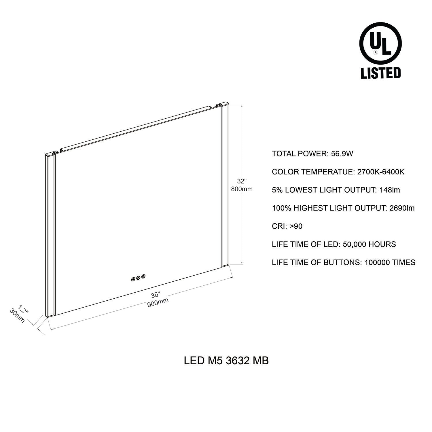 Binary 48″ LED Mirror