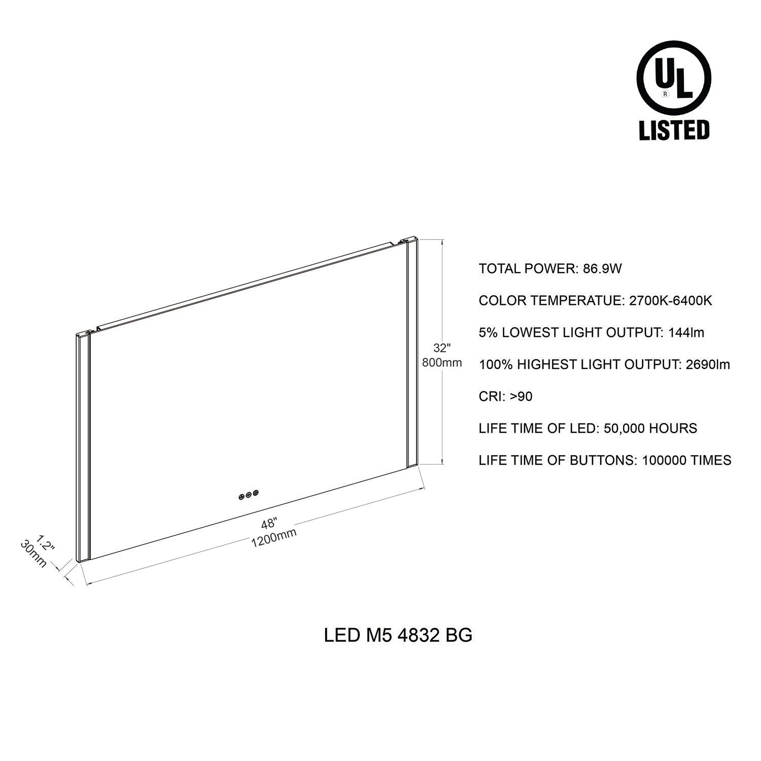 Binary 48″ LED Mirror