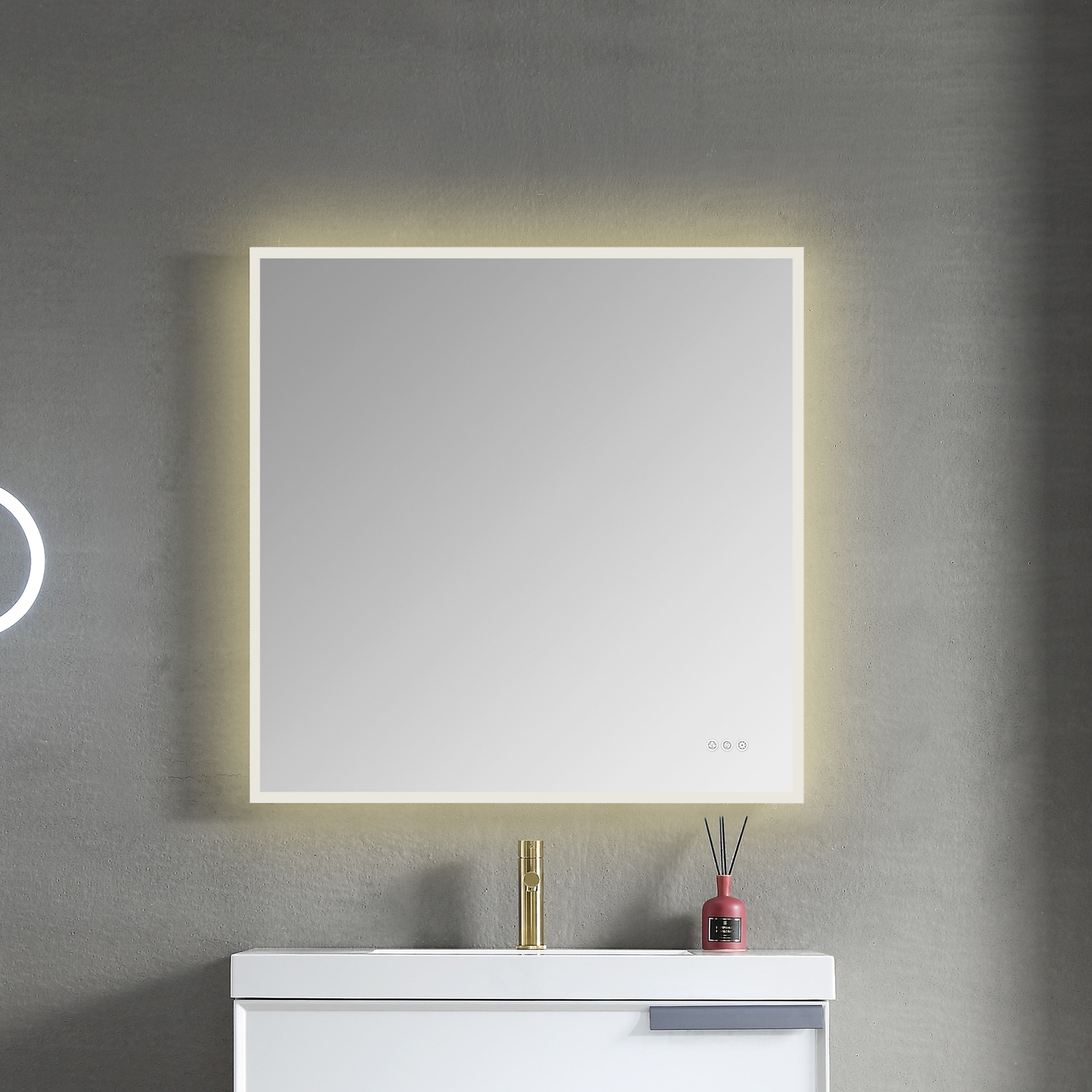 Beta 36″x36″ LED Mirror with Frosted Sides