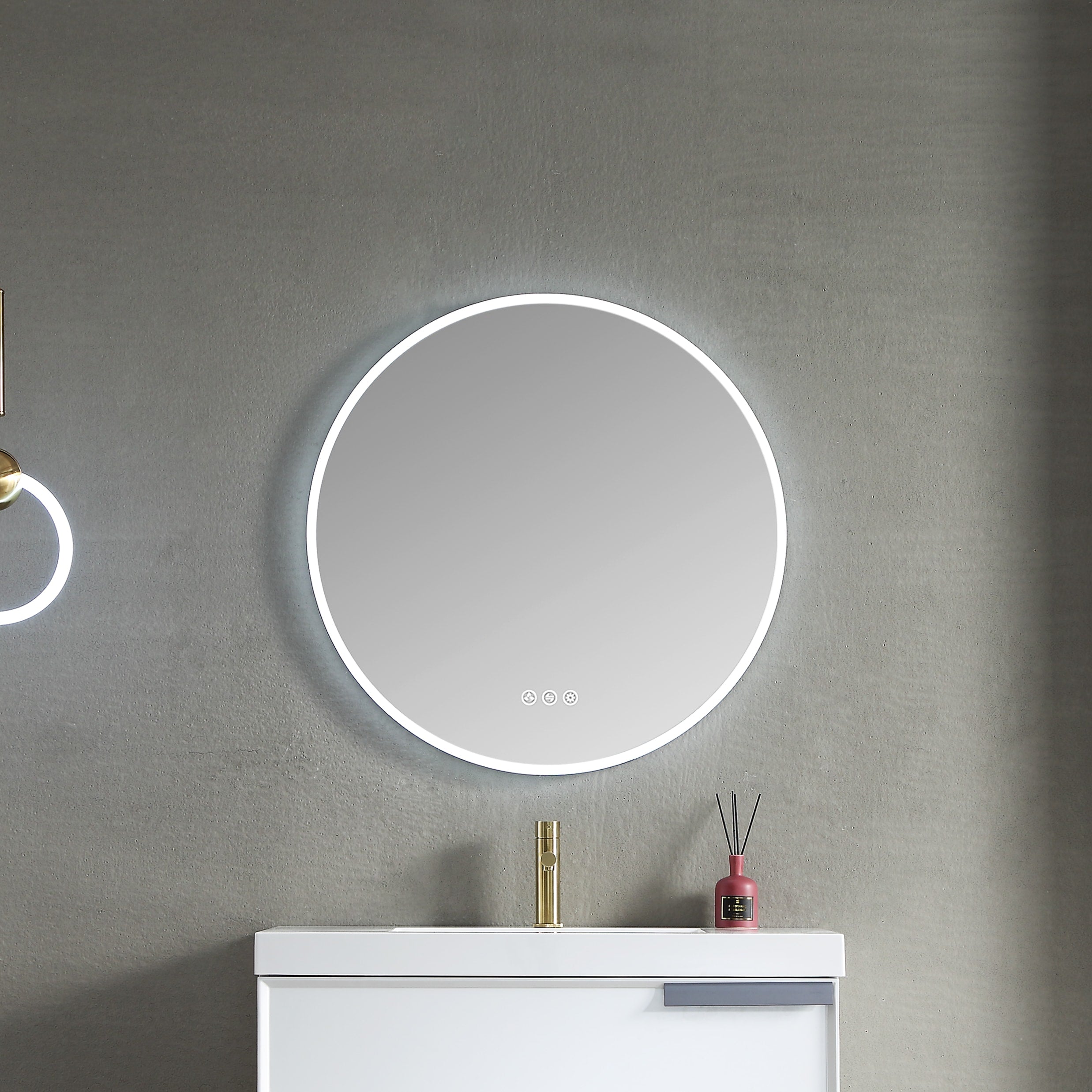 Orion 32″ Round LED Mirror with Frosted Side