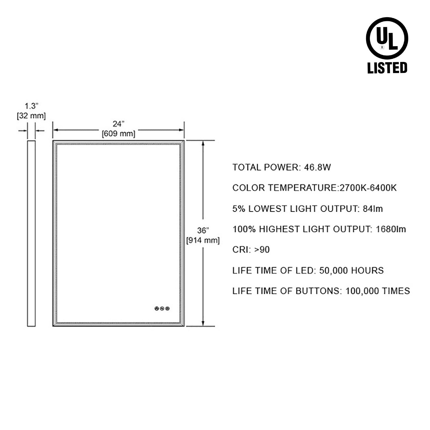 Stellar 24 Inch LED Mirror