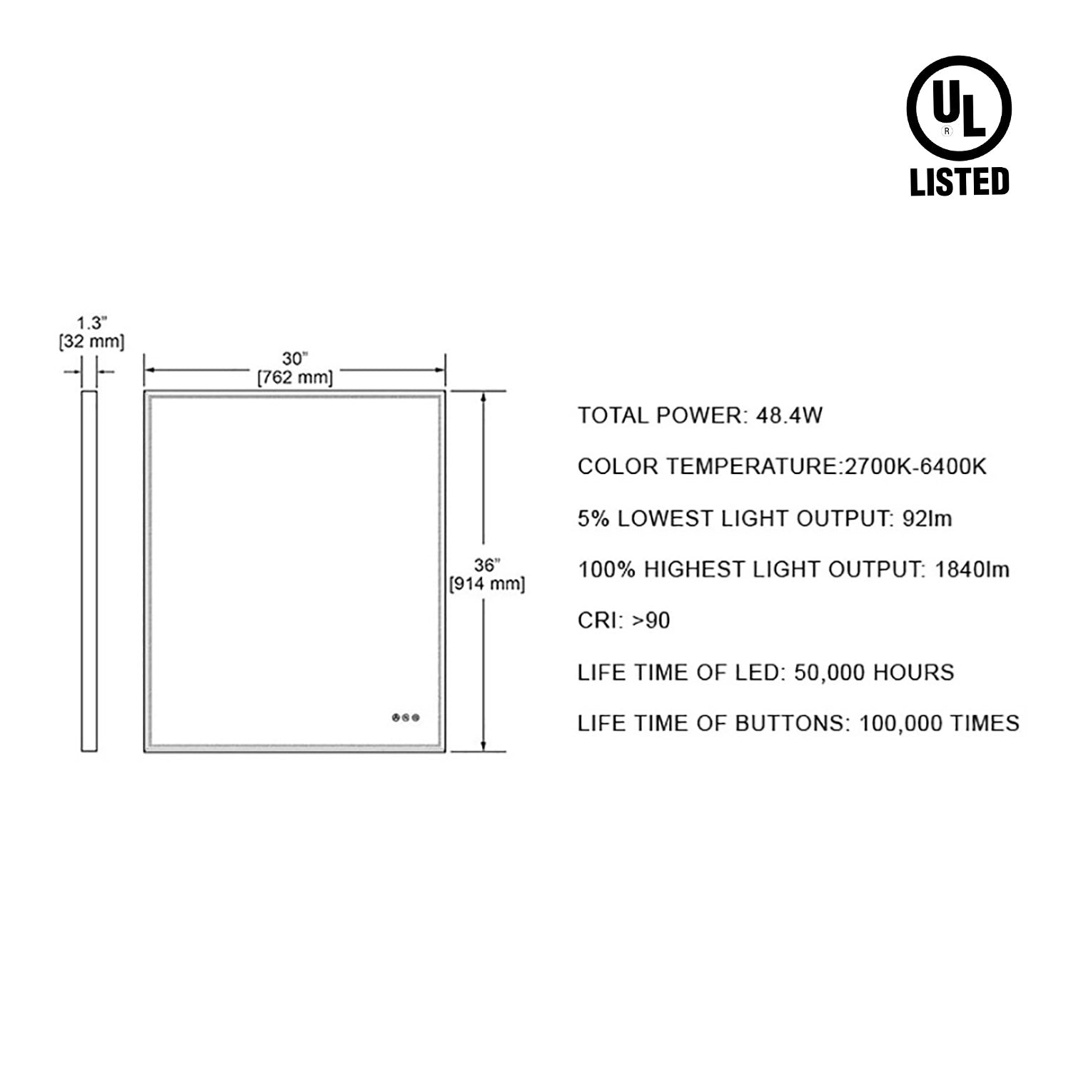 Stellar 30 Inch LED Mirror