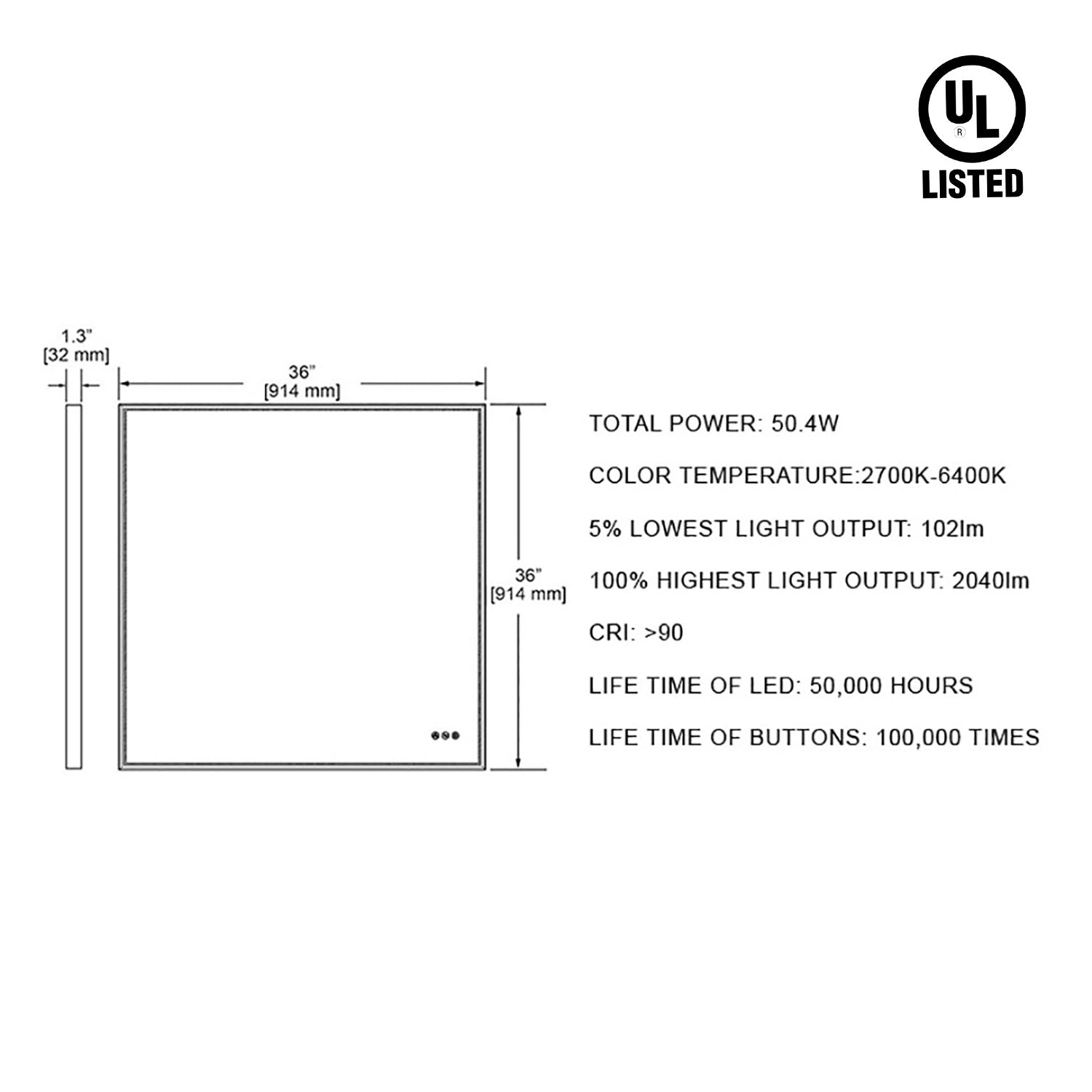 Stellar 36 Inch LED Mirror