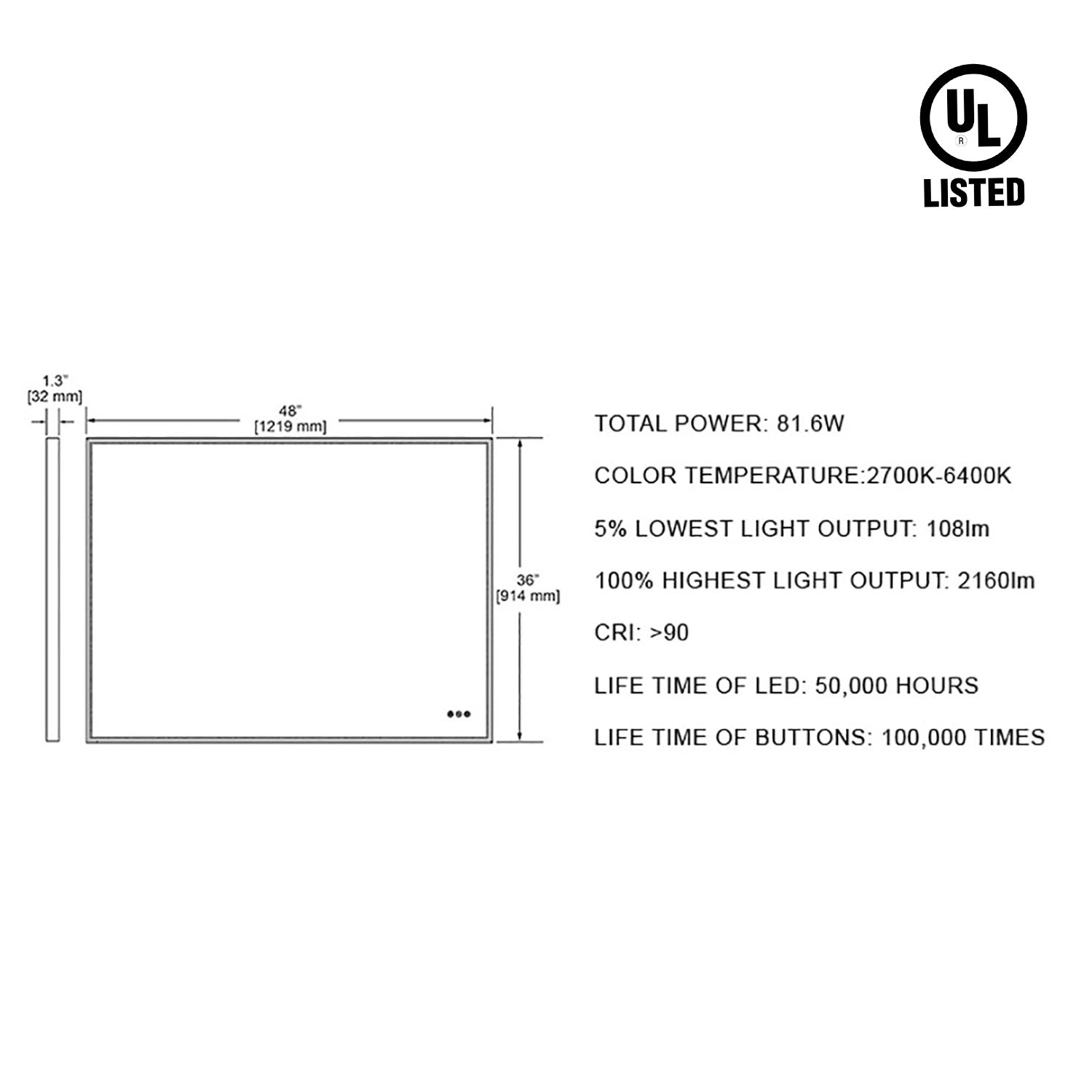 Blossom Stellar 48 Inch LED Mirror