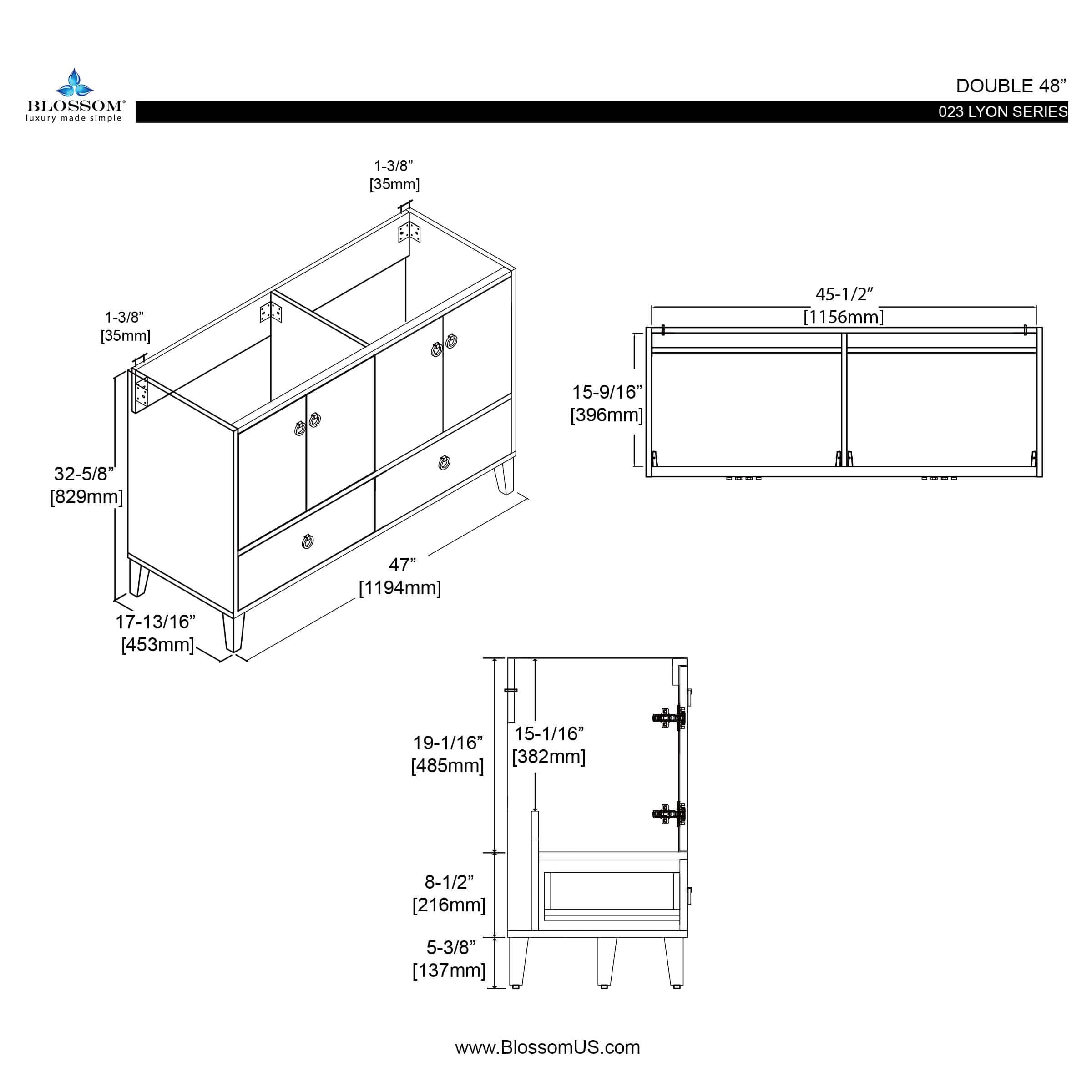 Lyon 48 Inch Vanity – Double Sinks - ezkitchenbath