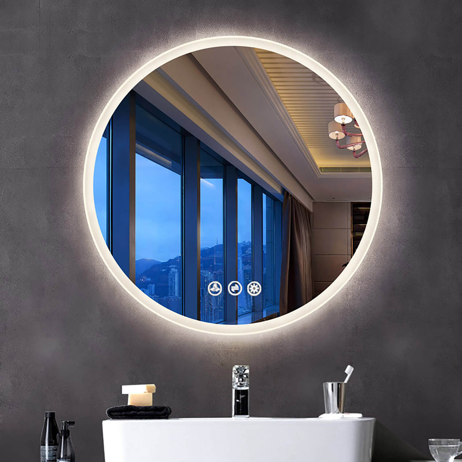 Orion 24″ Round LED Mirror with Frosted Side