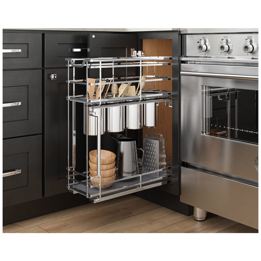 STORAGE WITH STYLE® Metal "No Wiggle" Soft-close 8'' Utensil Base Pullout