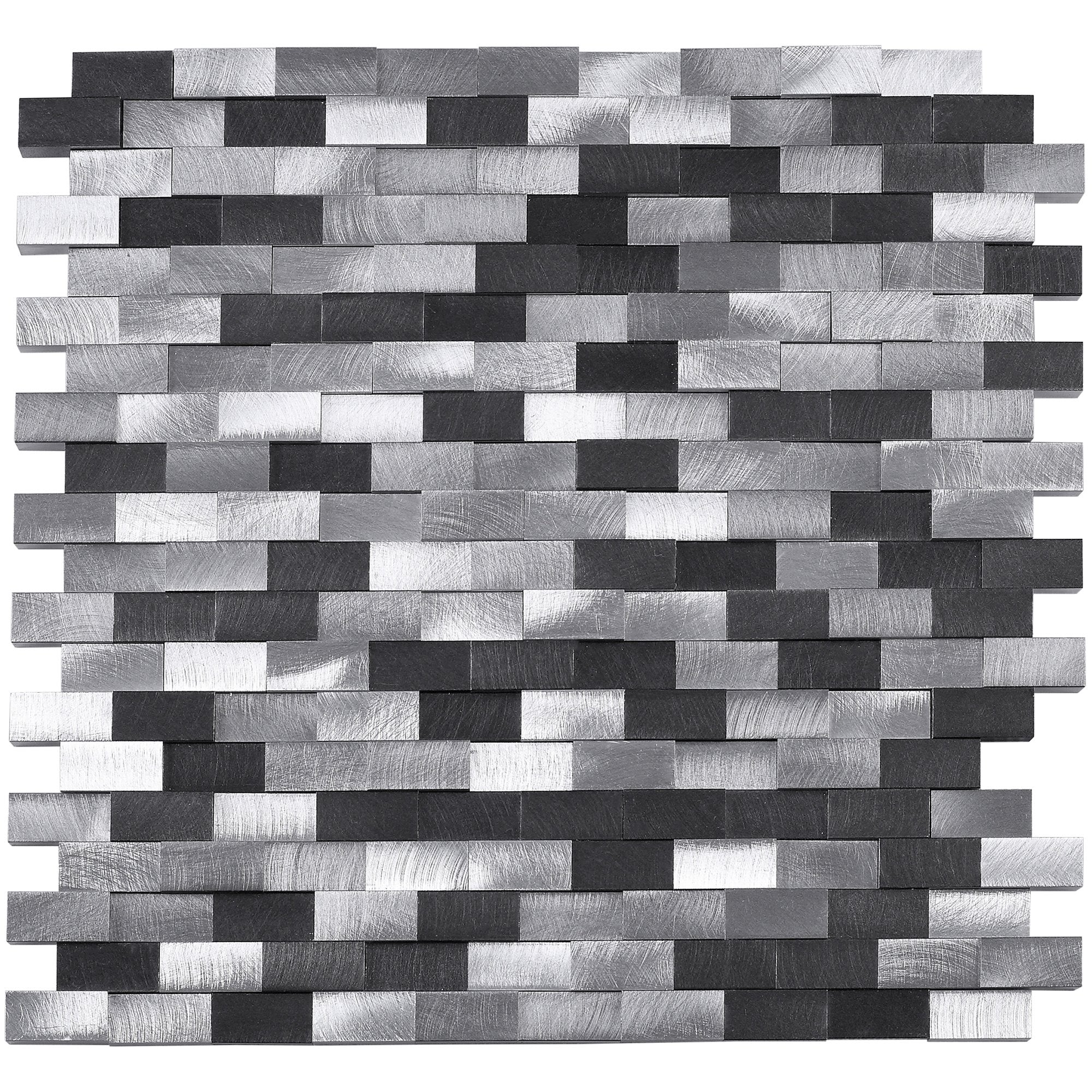 Silver & Grey Aluminum 3D Linear Strips Metal Mosaic Tile