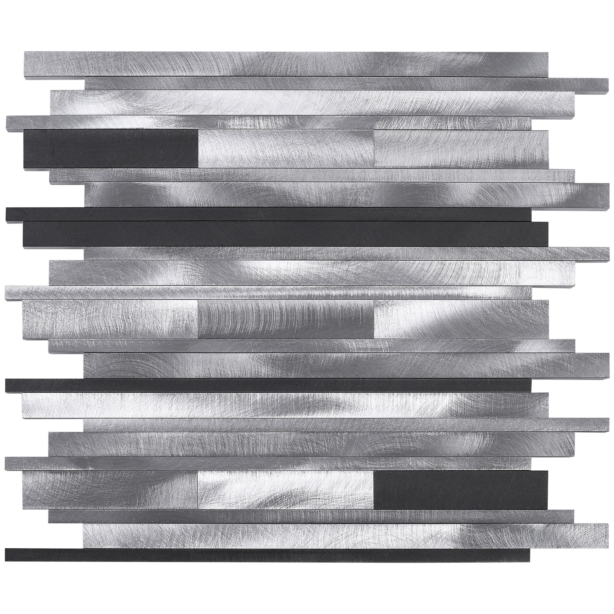 Silver & Grey Aluminum Random Linear Strips Metal Mosaic Tile