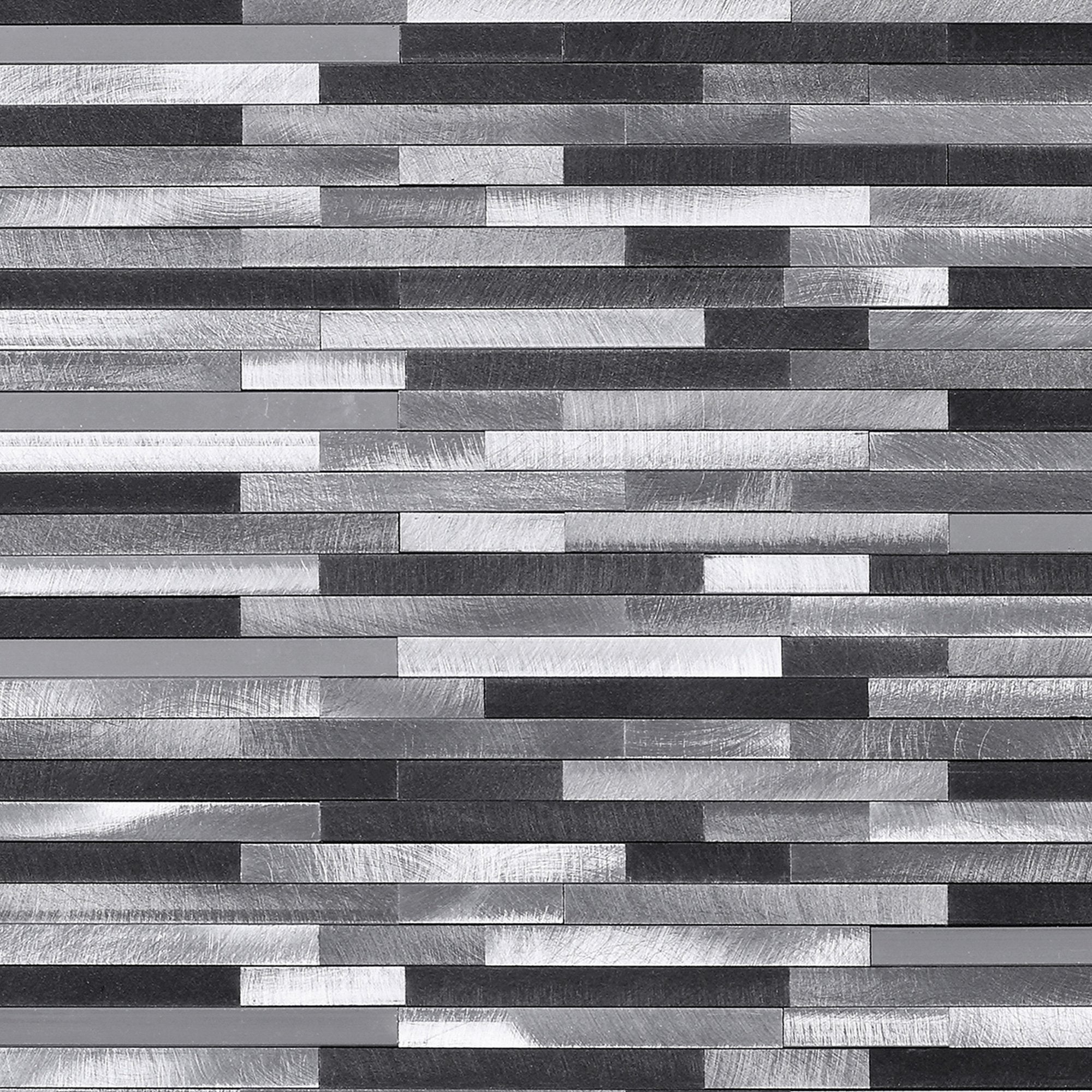 Silver & Grey Aluminum Micro Random Linear Strips Metal Mosaic Tile