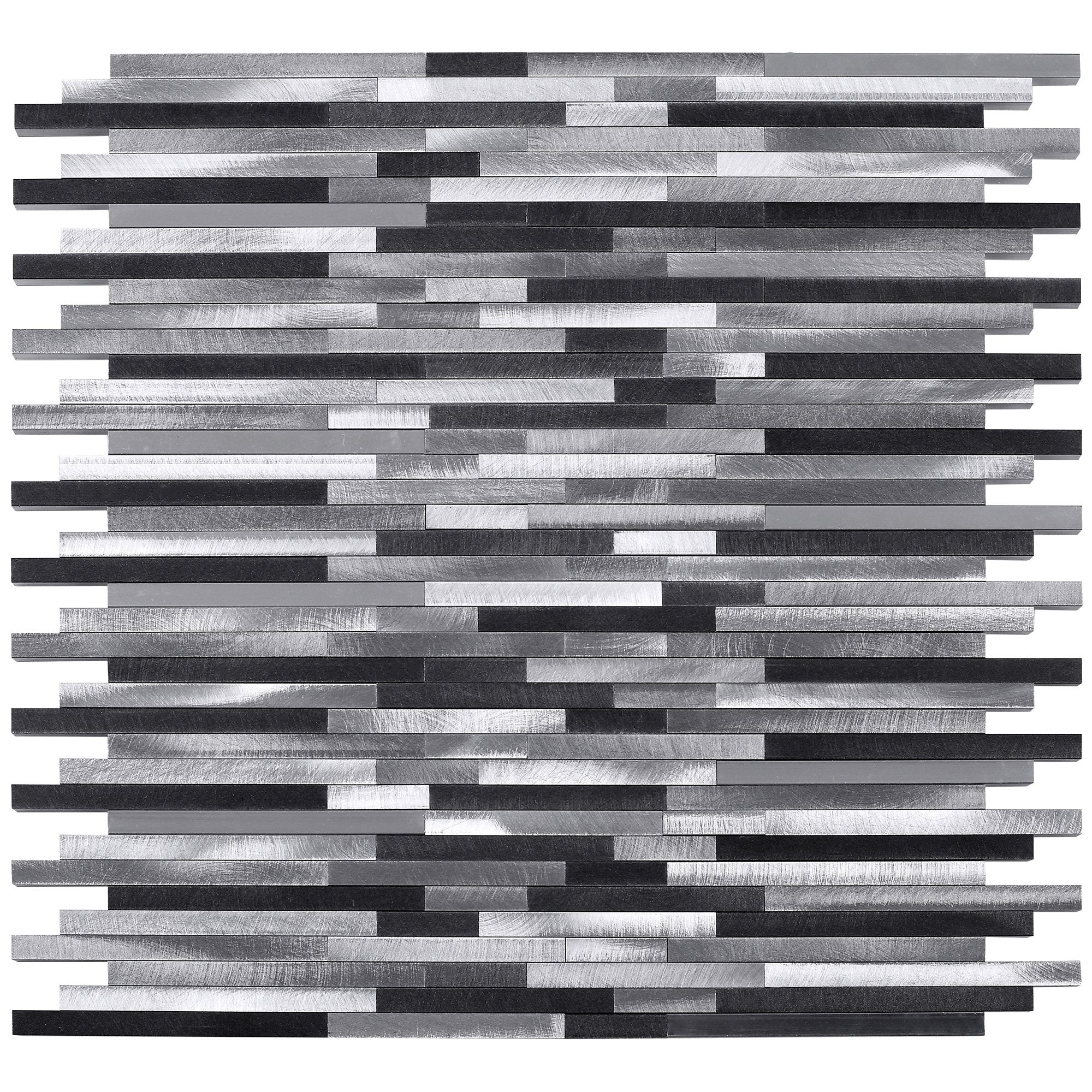 Silver & Grey Aluminum Micro Random Linear Strips Metal Mosaic Tile