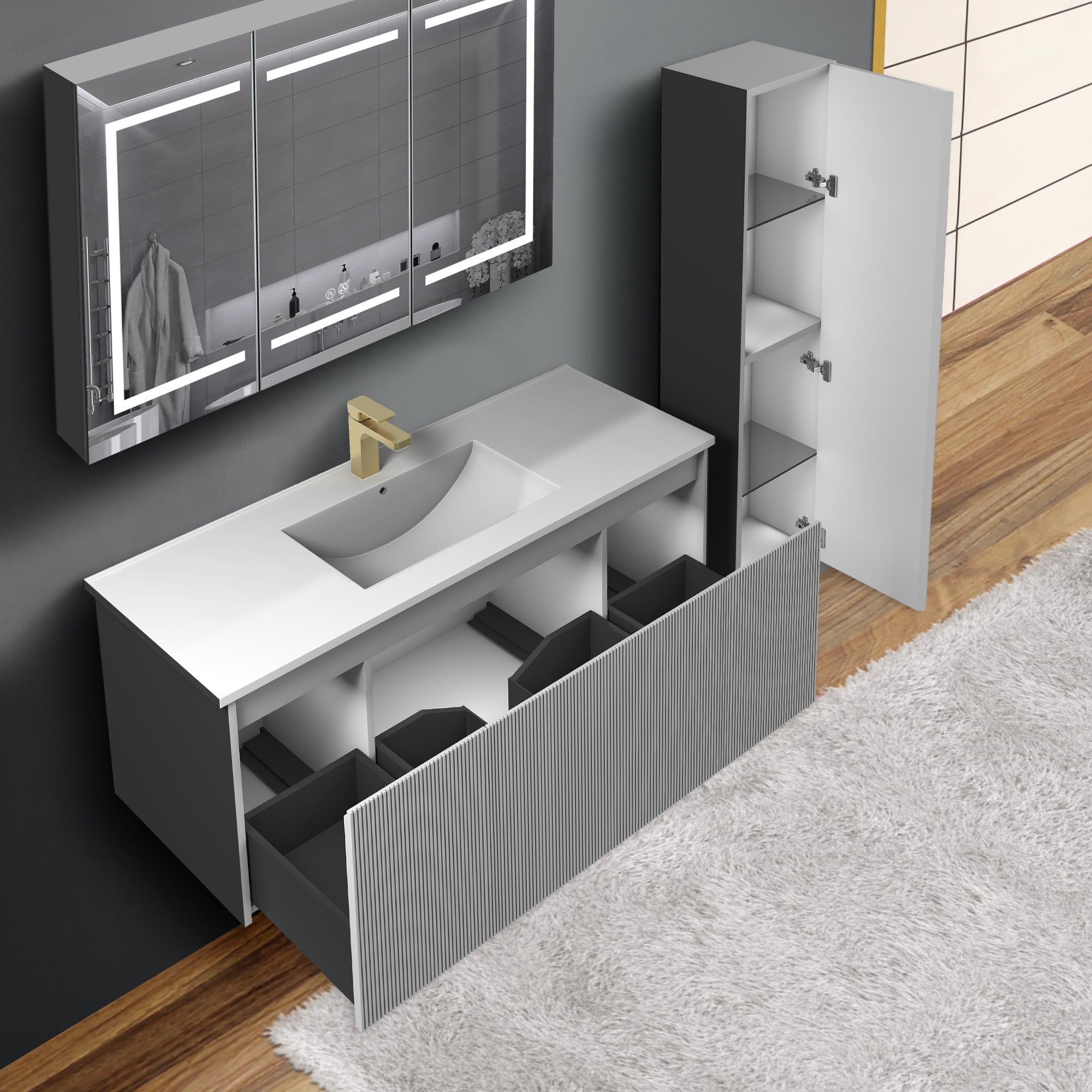 Positano 48'' Single Vanity ✔️Base Cabinet Only