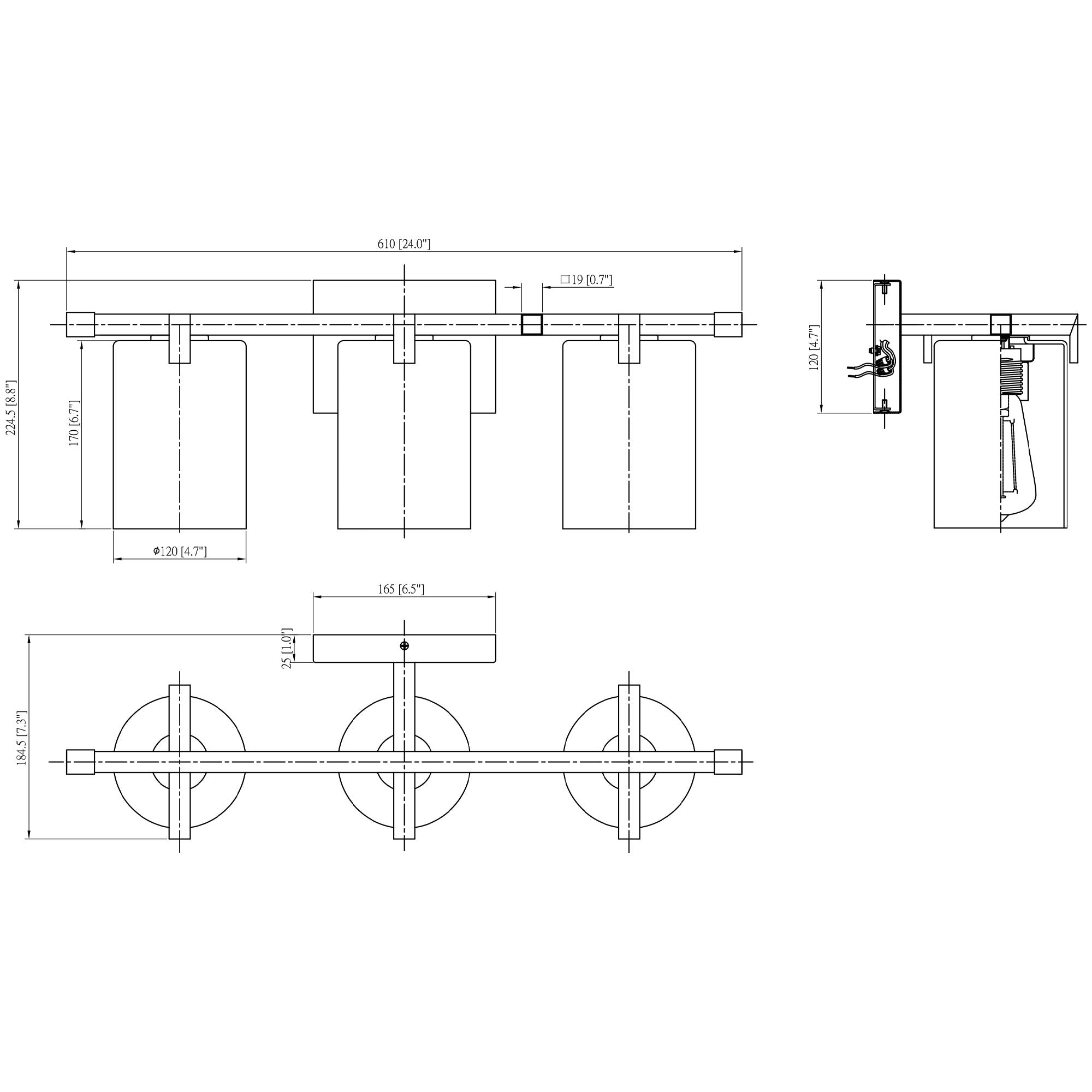 24inch 3-Light Dimmable LED Vanity Light WL0002