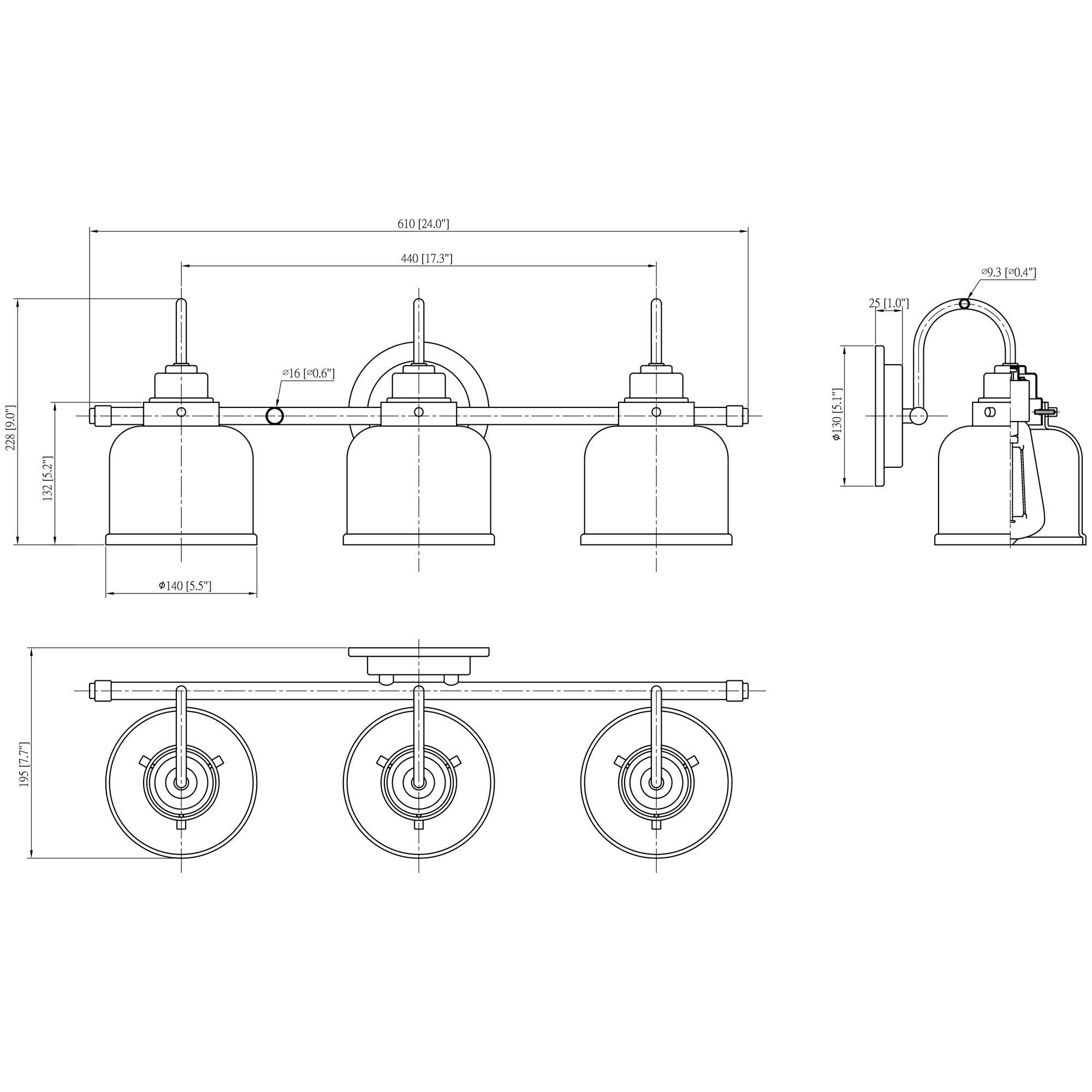 24inch 3-Light Dimmable LED Vanity Light WL0003