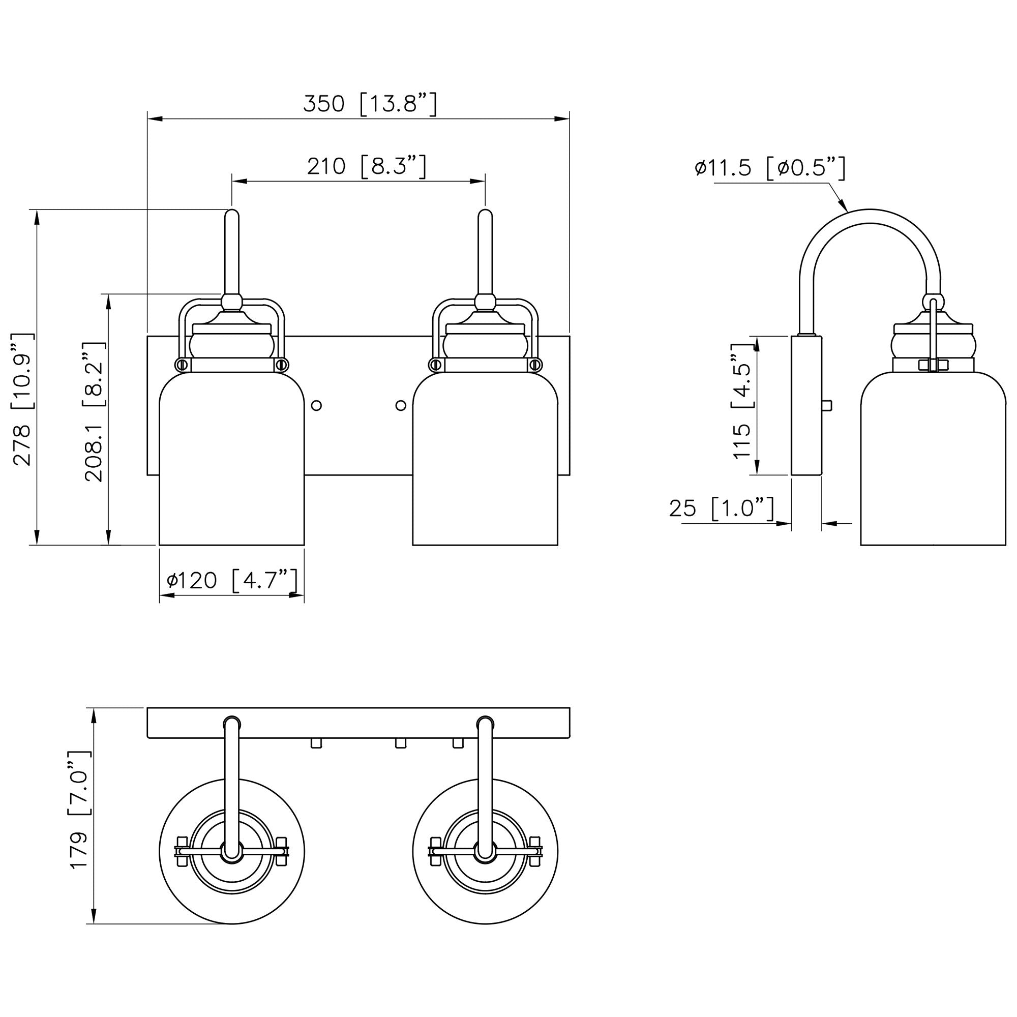 14Inch 2-Light Dimmable LED Vanity Light WL0004