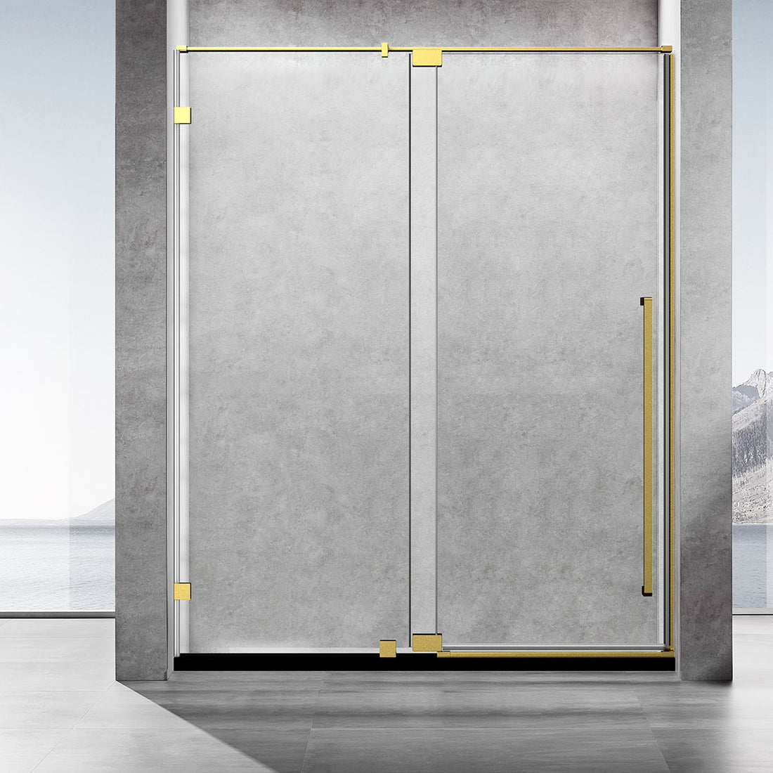 AH01  60'' W. x 76'' H. 3/8''  Frameless Hinged Shower Door