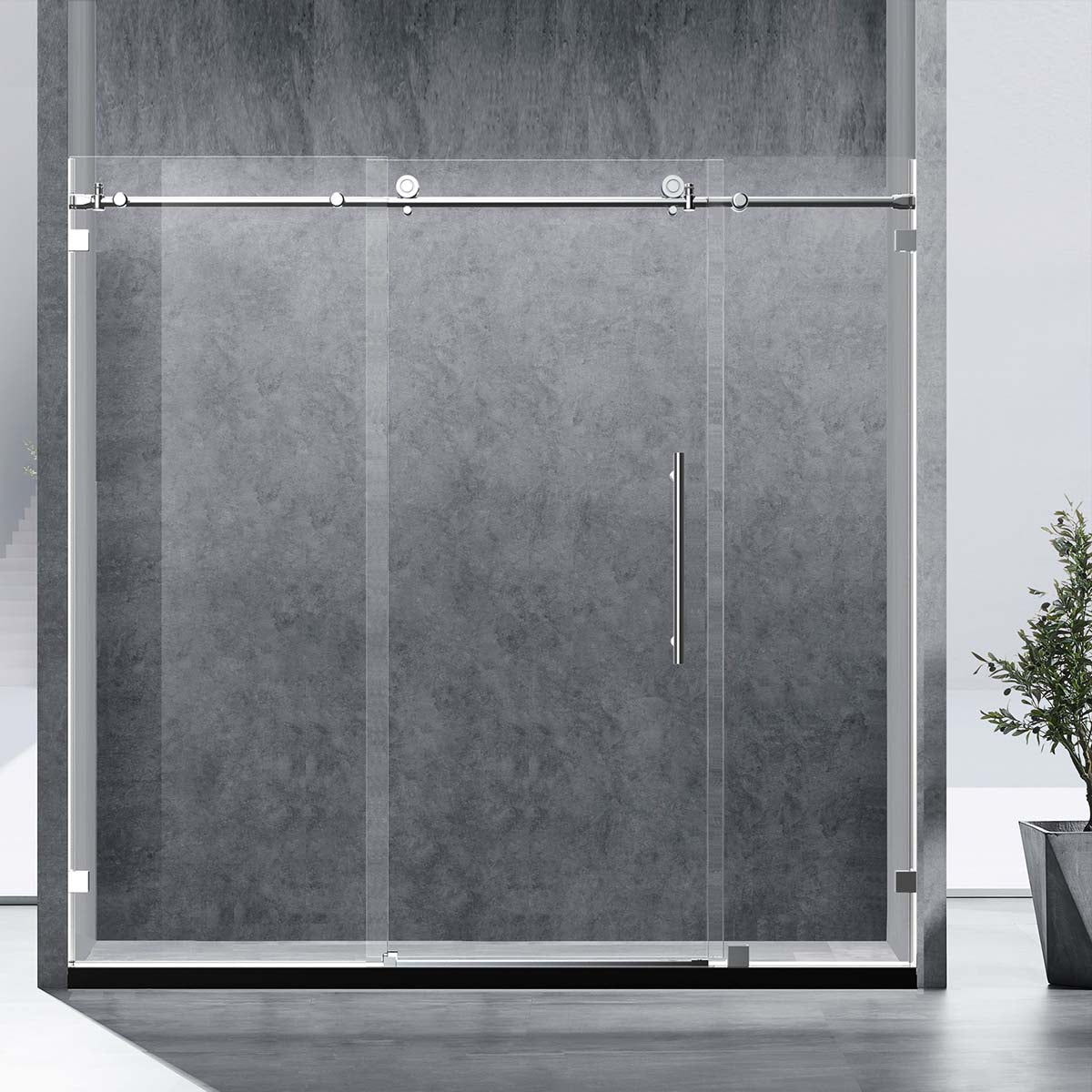 MZ 84in W. x 76in H. 3/8'' Frameless Single Sliding Shower Door